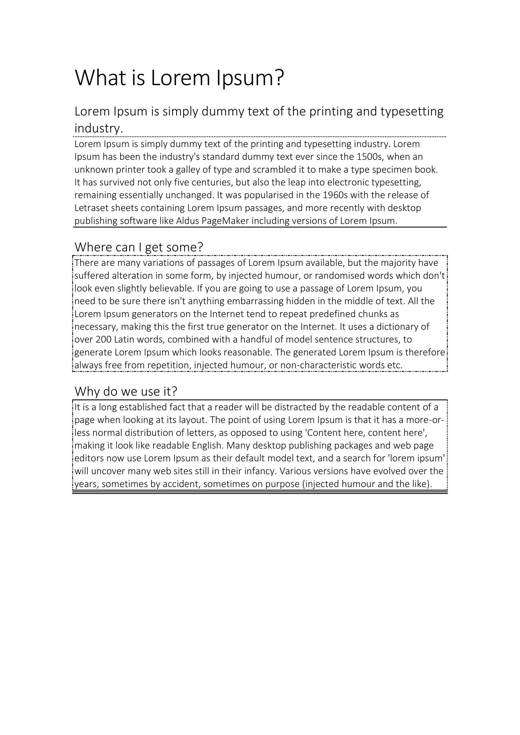 Page with different types of Borders