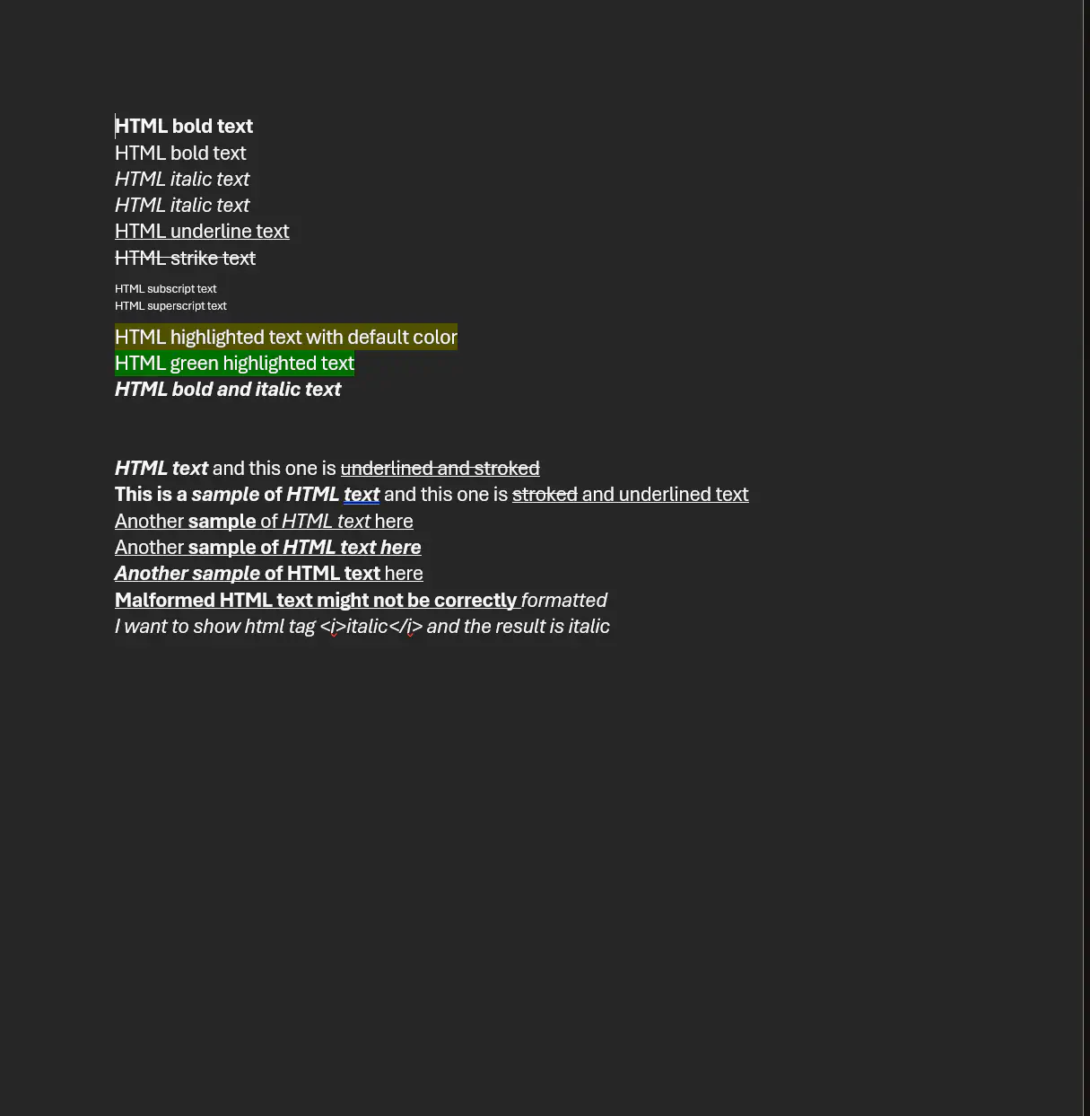 document with different formats