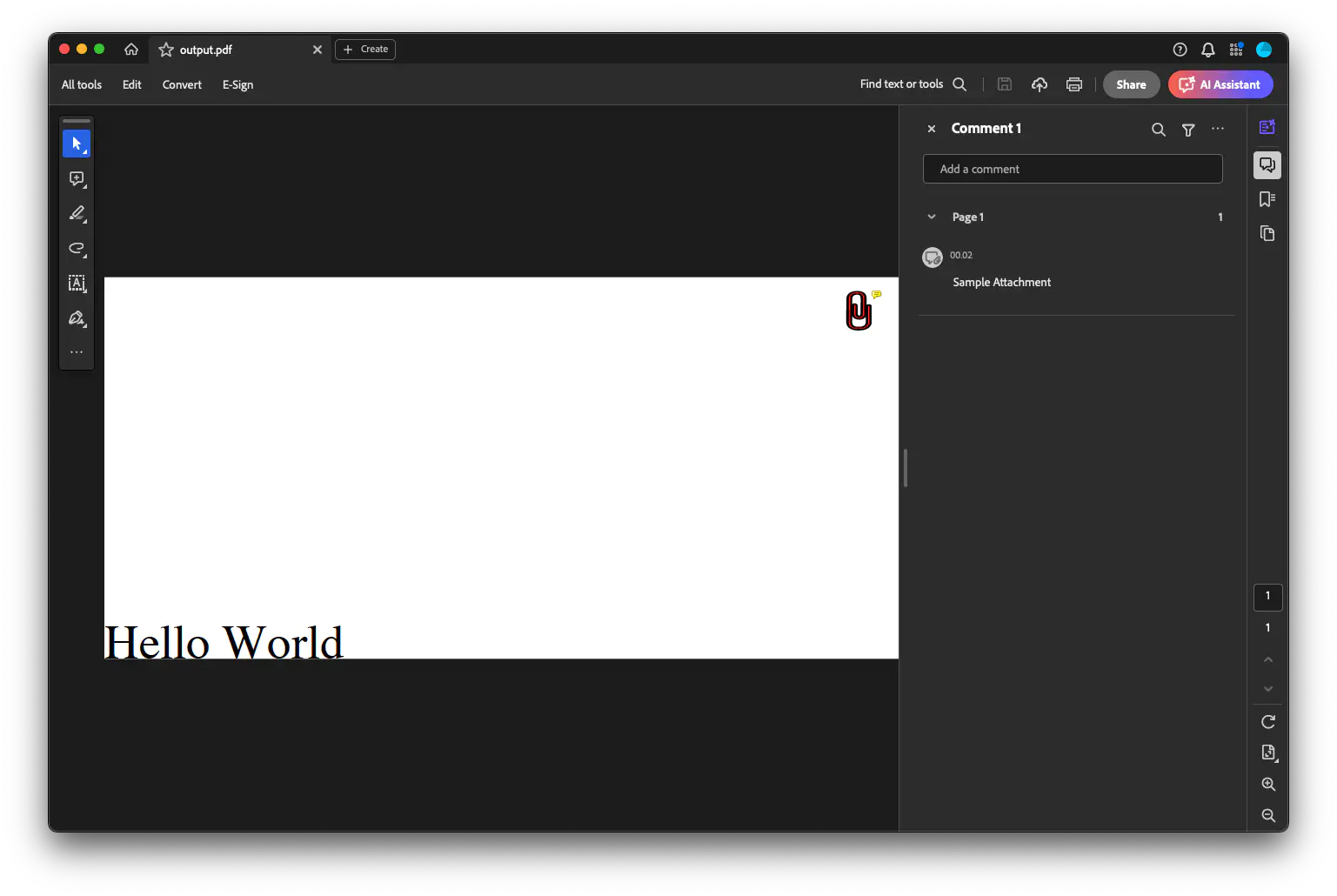 page with file attachment annotation