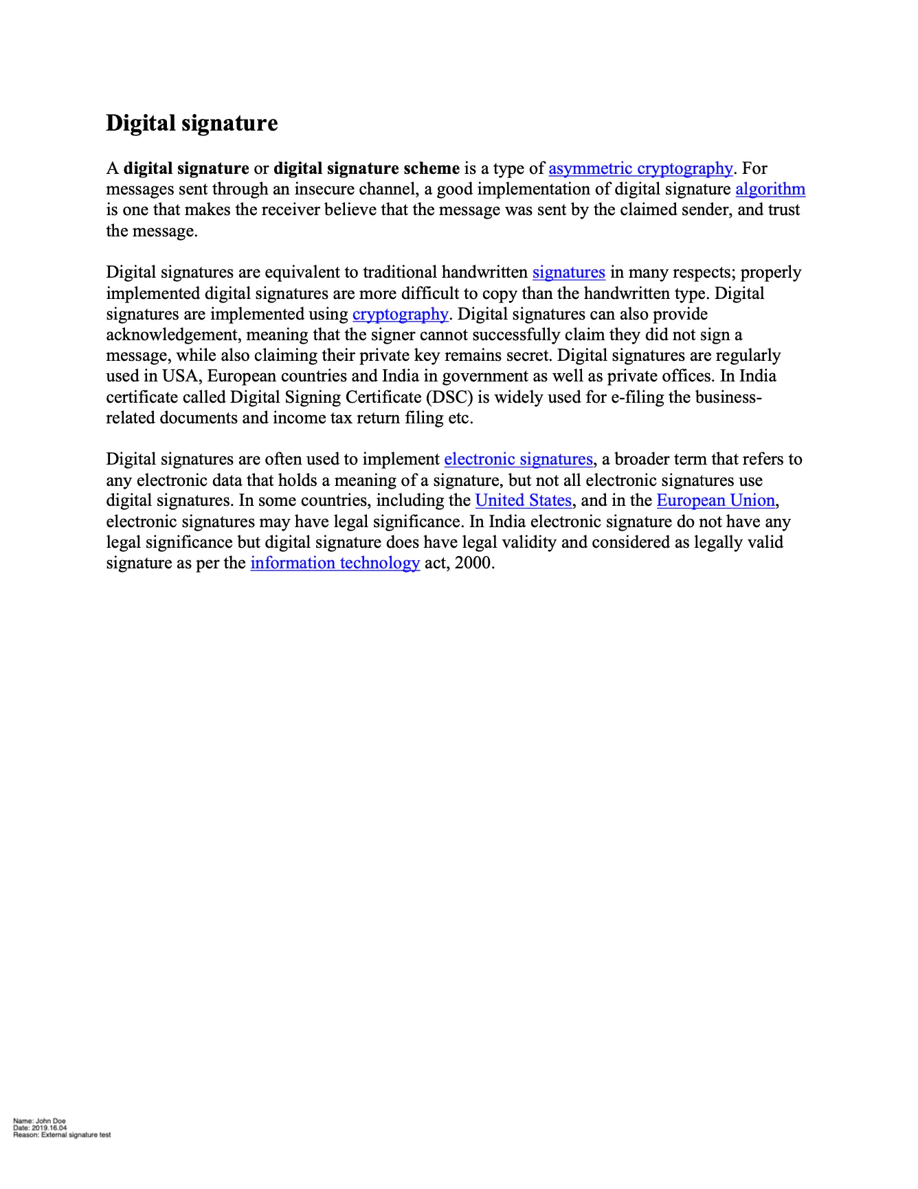 Signed with External Service