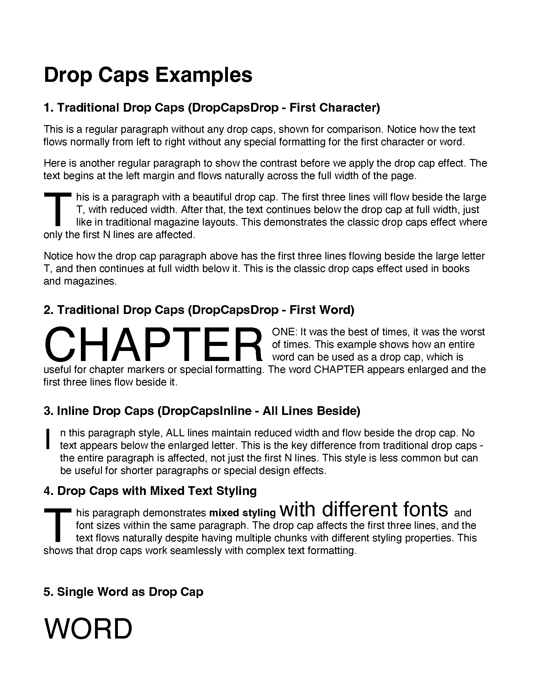 Drop caps output page 1