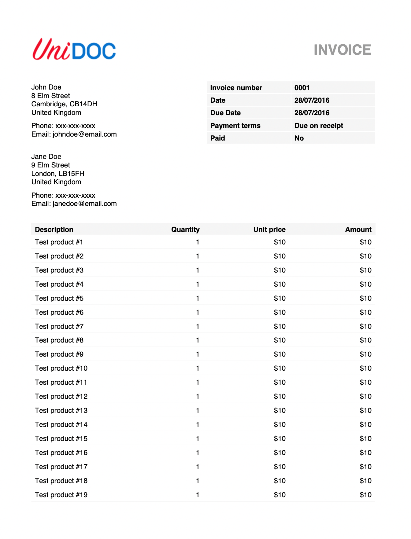 PDF Invoice